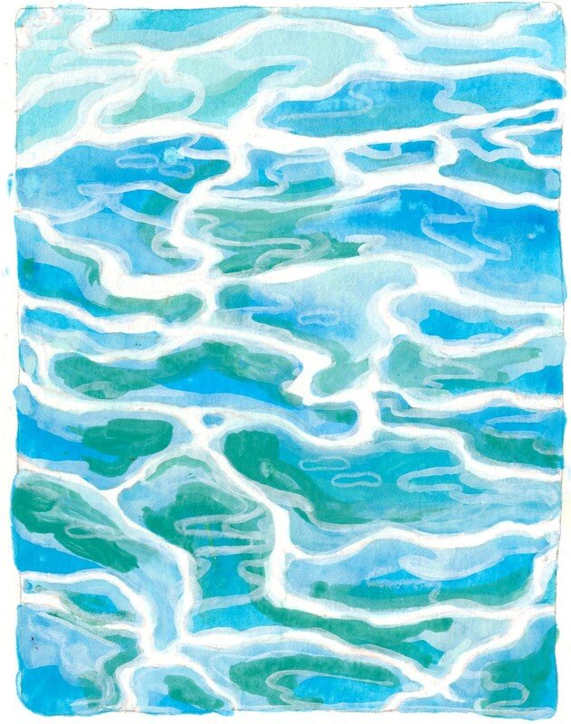 Gouache study of rippling water