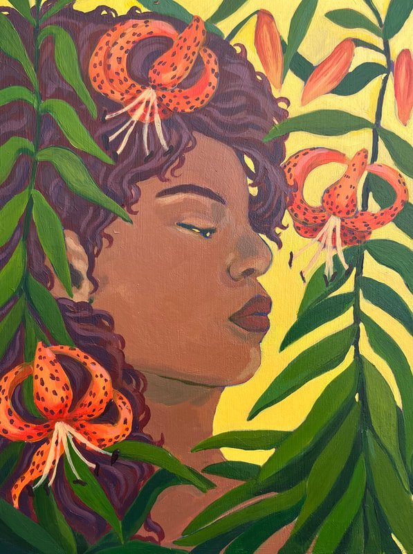 Portrait among tiger lilies
